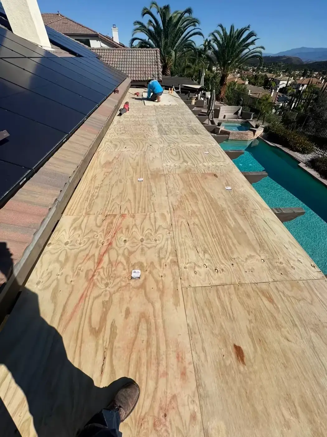 Completed patio roofing project