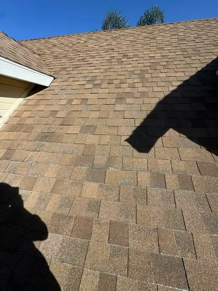 Finished patio roofing installation
