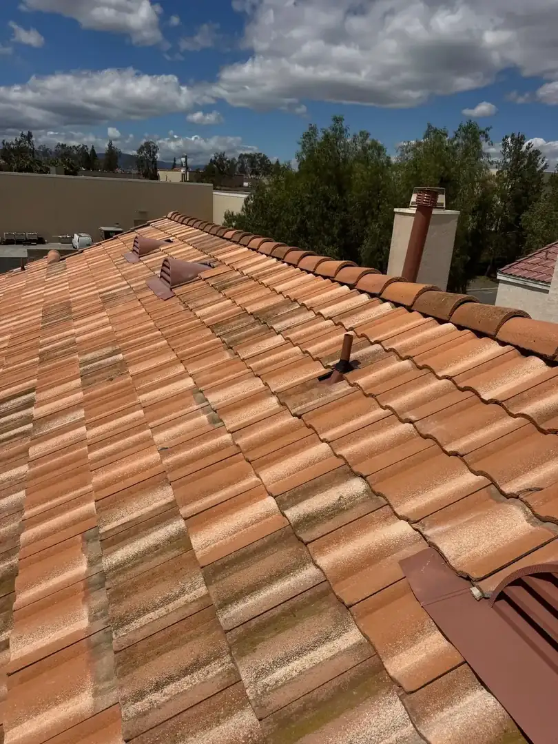 Roof valley cleaning and tile maintenance during a roof tune-up